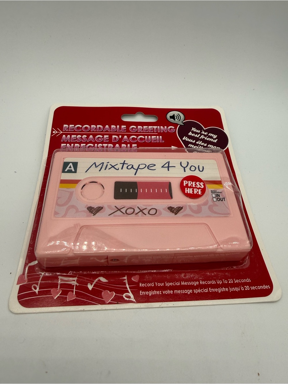 Recordable Greeting Message Cassette Tape Pink Retro Valentine’s Day Mixtape